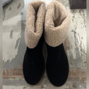 Cozy Black and Cream Ankle Boots